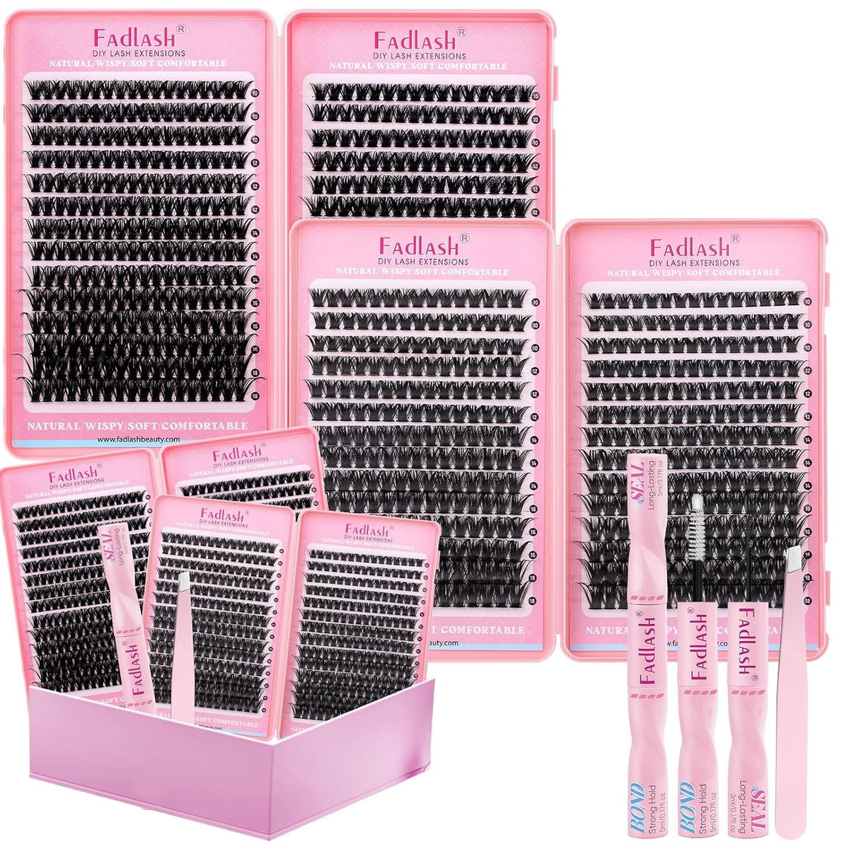 Eyelash Extensions Clusters Kit 80D 100D D Curl 10-18mm False Lash Set