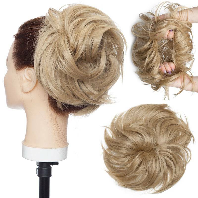 Large Messy Bun Hair Extension - Voluminous Synthetic Ponytail Wrap