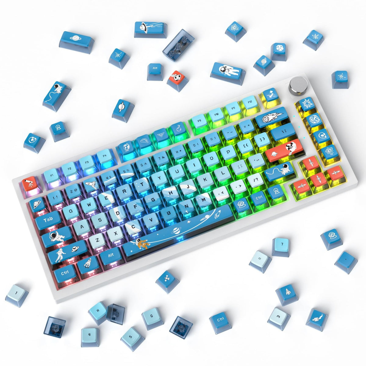 120 Keys PBT ASA Profile Pudding Keycap Set for Mechanical Gaming Keyboard