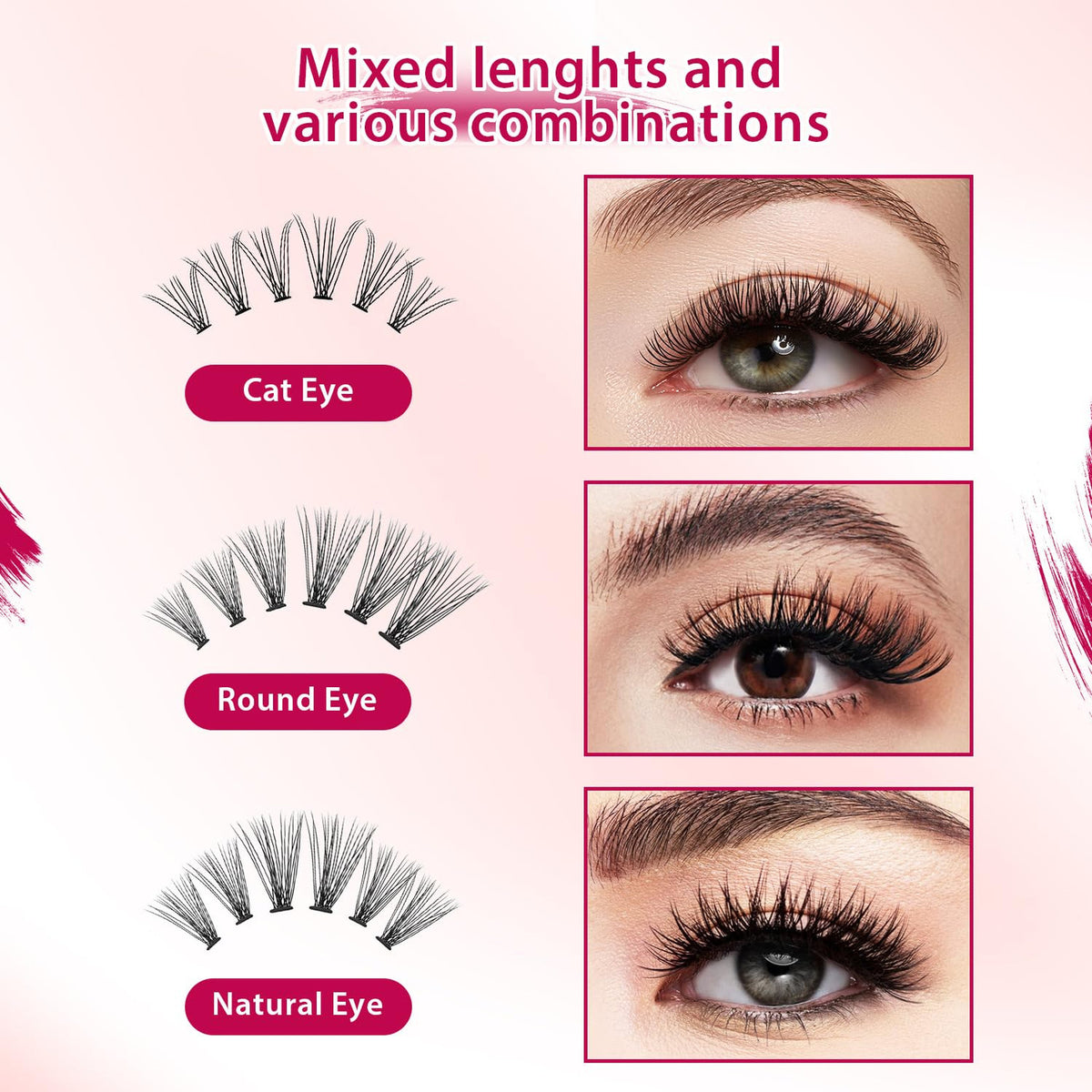 False Eyelashes Mixed 10D 20D C Curl Lightweight Soft Natural Lashes 8-20mm