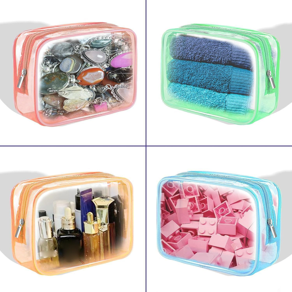 Clear Makeup Bags Set of 4 - TSA Approved Waterproof Toiletry Organizer