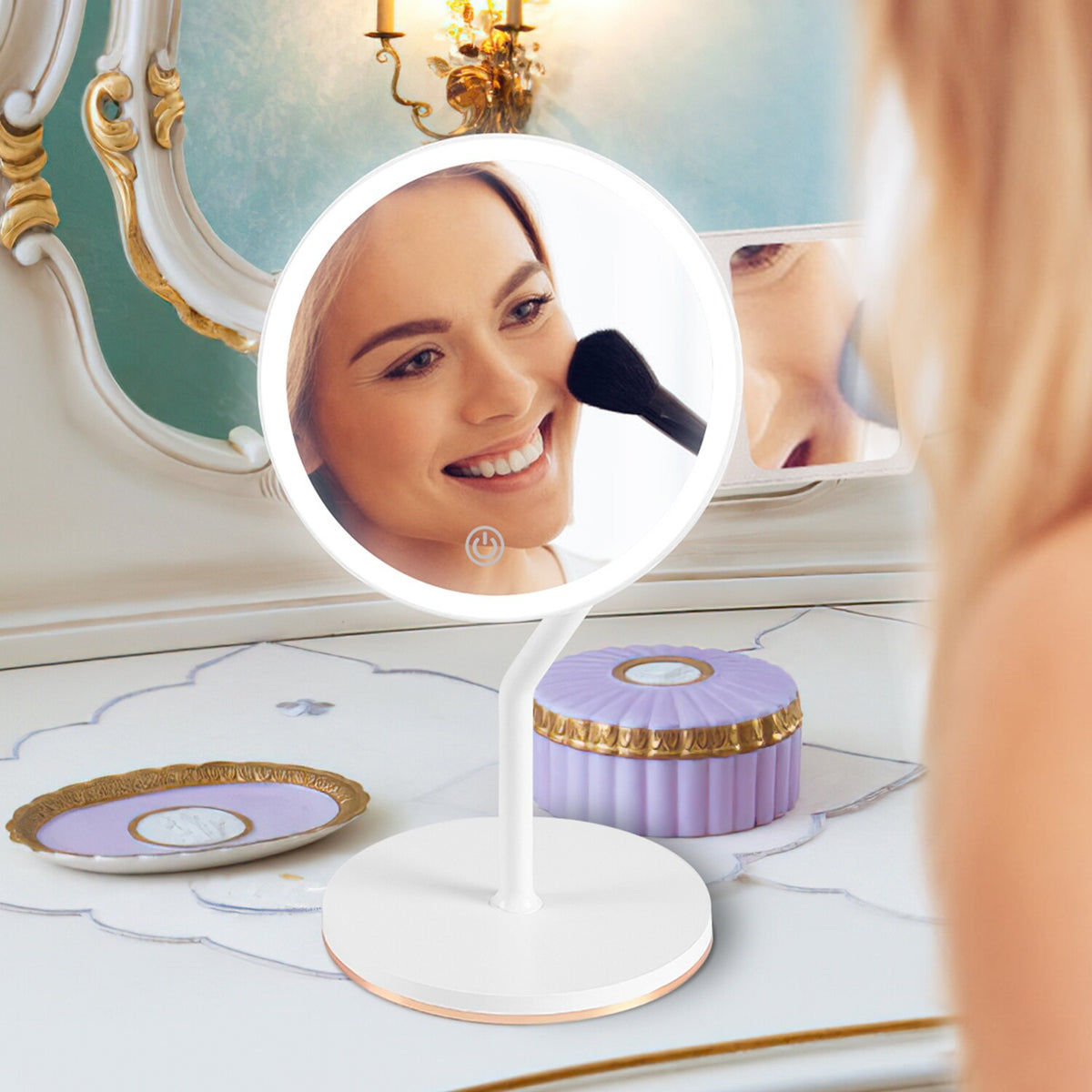 Dimmable 5X Lighted Makeup Mirror with 3 Light Colors & 360° Rotation