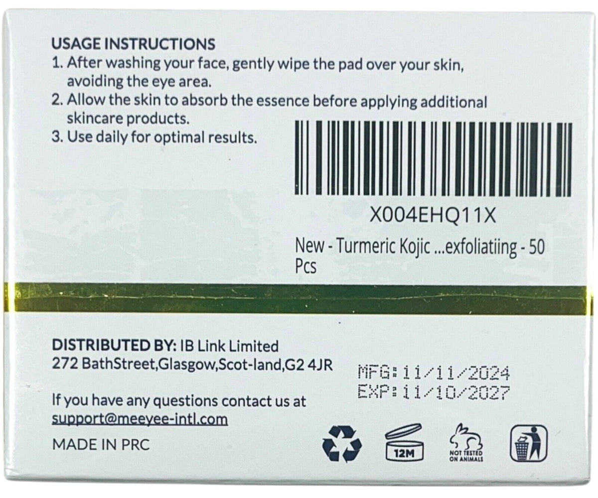 Turmeric & Kojic Acid Facial Cleansing Pads - 50 Count, Pack of 2