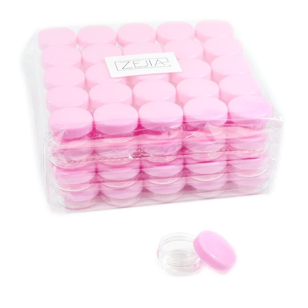 100 Pink Cosmetic Sample Containers 10g Refillable Plastic Jars with Lids