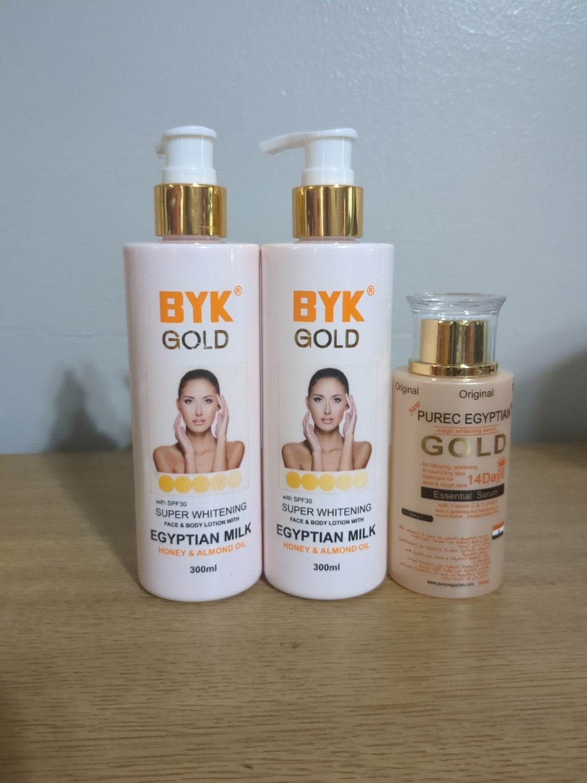 2-Piece Gold Egyptian Honey Almond Milk Face & Body Lotion with Vitamin C Serum