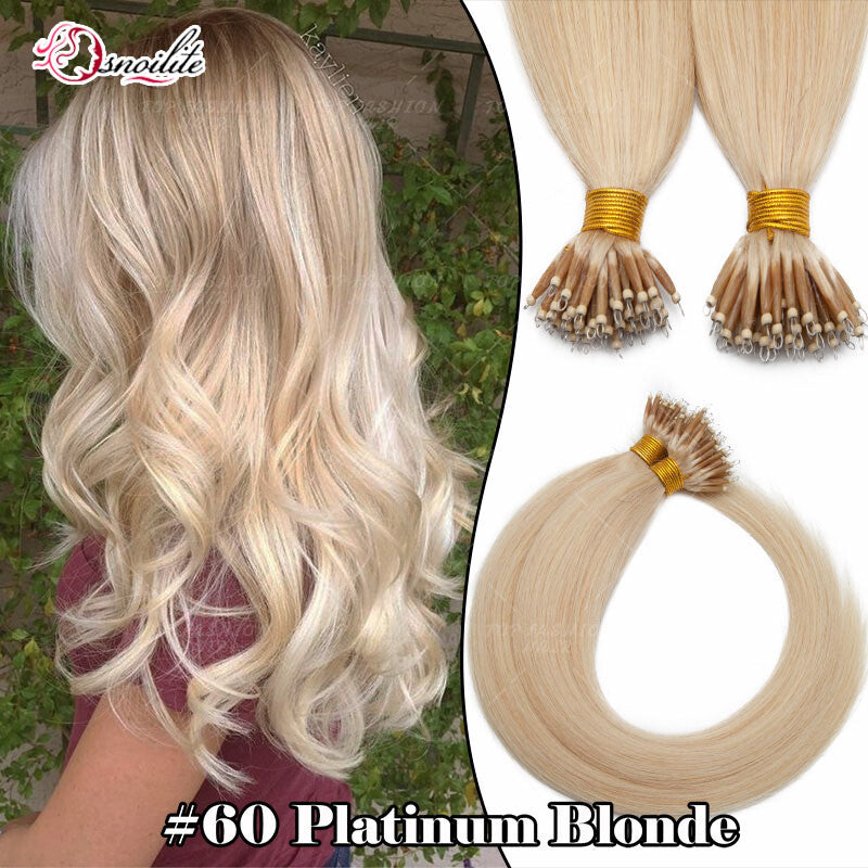 Human Remy Hair Extensions Micro Loop Nano Ring Full Head Salon Use