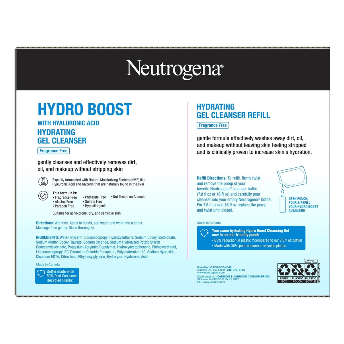 Hydrating Gel Facial Cleanser with Hyaluronic Acid - Fragrance-Free, Gentle for Sensitive Skin