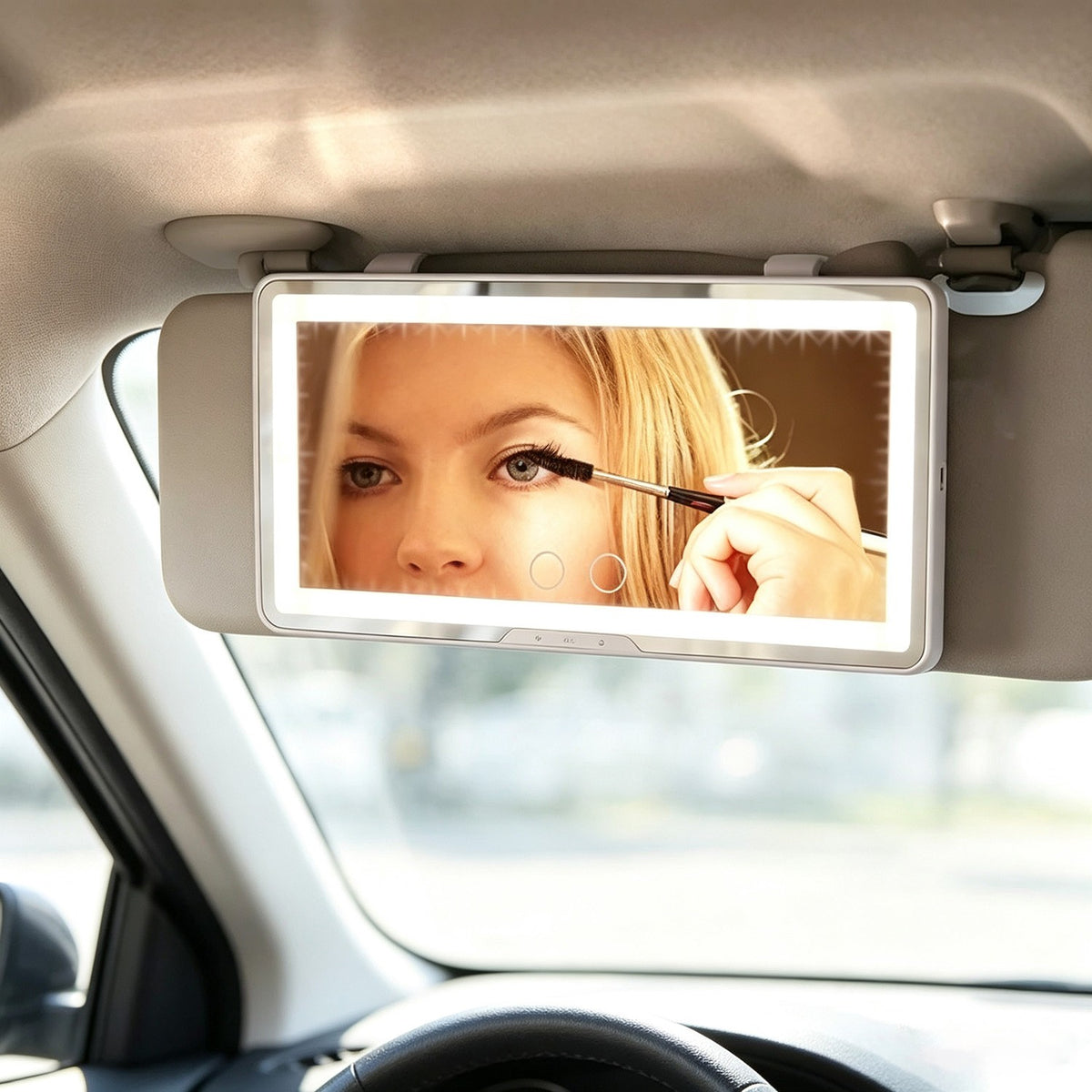 Car Sun Visor LED Vanity Mirror with Touch Control & Rechargeable Battery