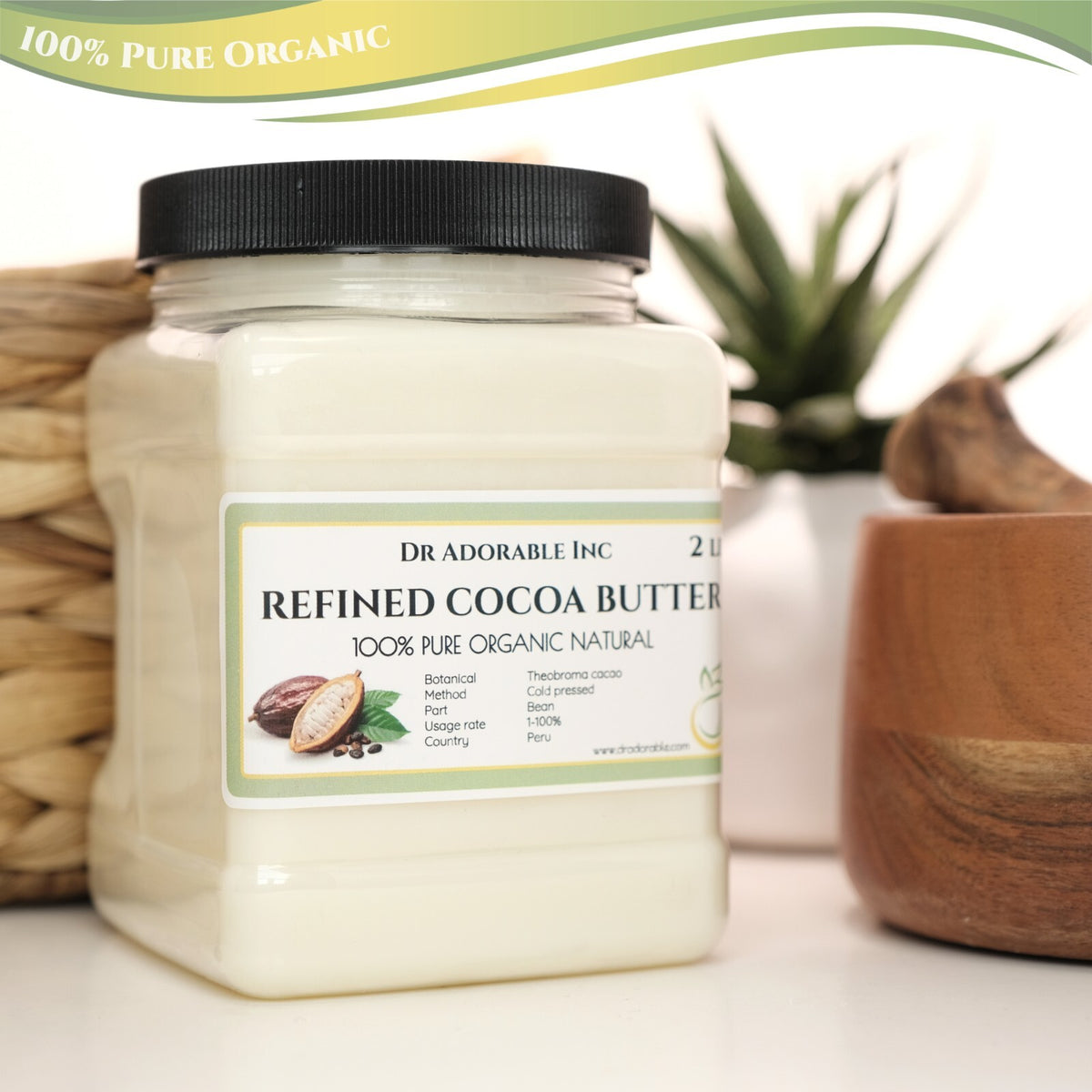Pure Refined Organic Cocoa Butter for Cosmetics & Skin Care