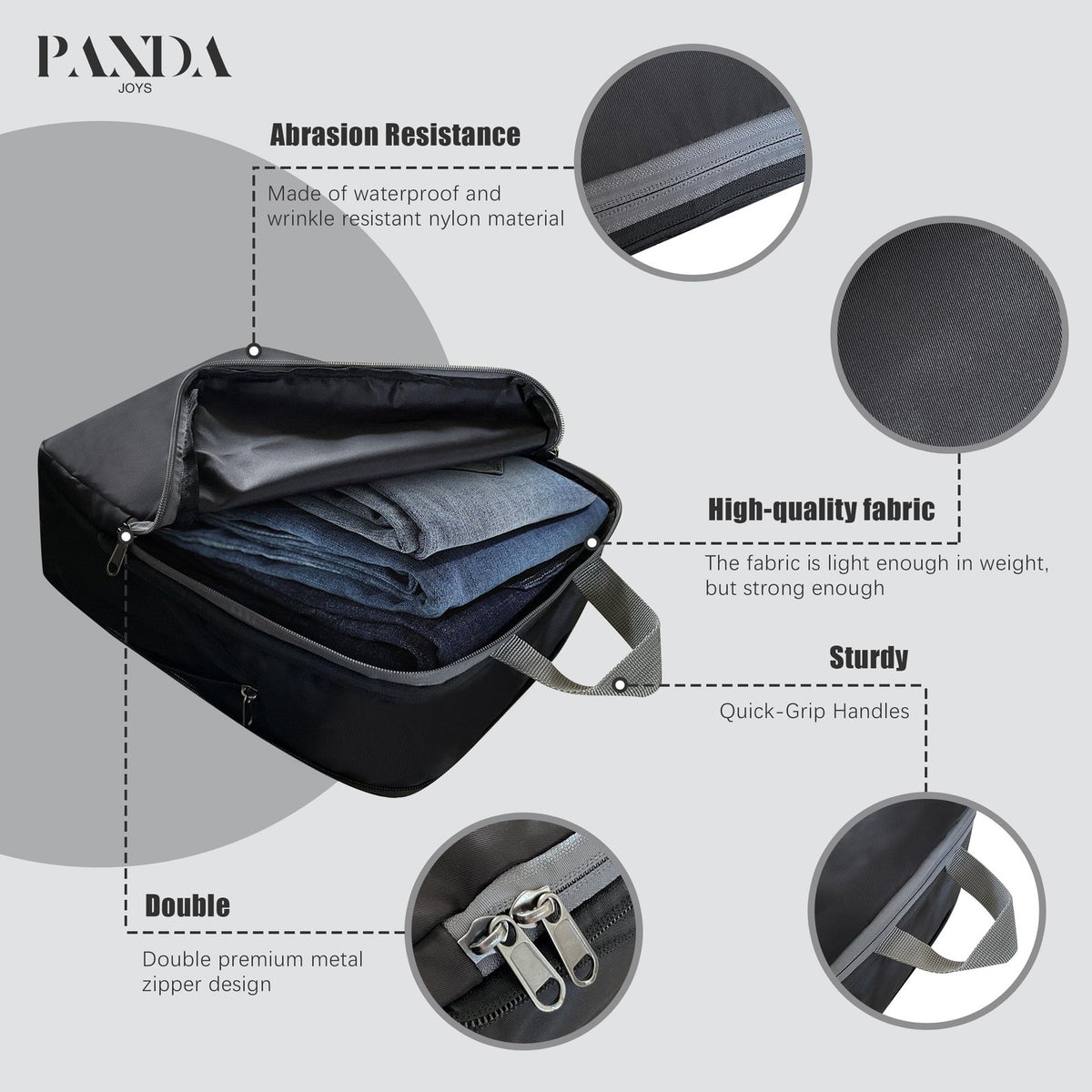 4 Pack Compression Packing Cubes Travel Organizer 1050 cu in Black