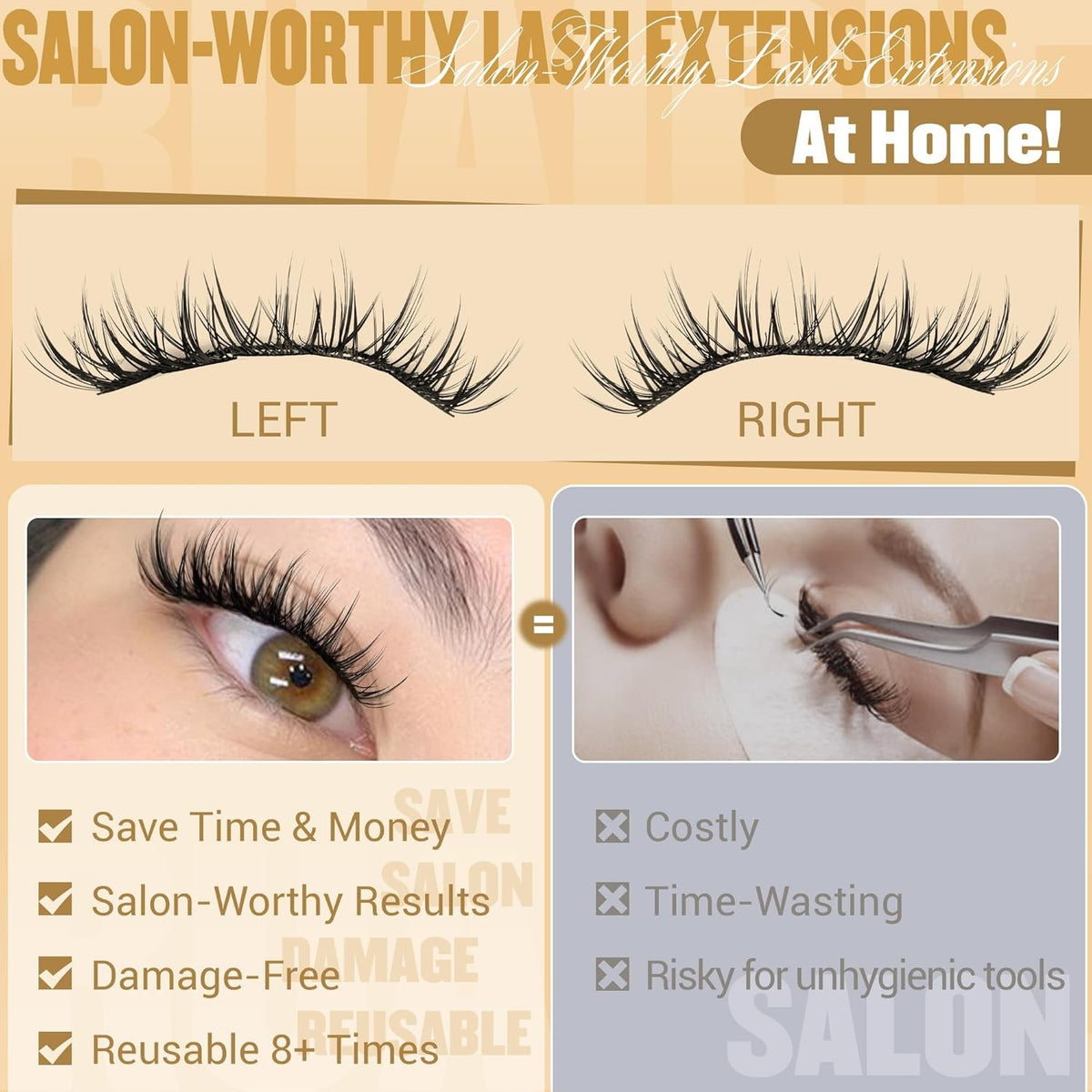 Natural Eyelash Clusters Kit - Wispy Black 180pcs DIY False Lashes
