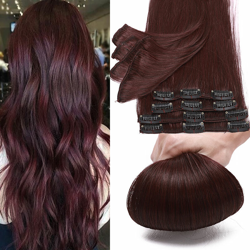 Clip-In Human Hair Extensions Full Head - Virgin Remy, Multiple Colors & Lengths
