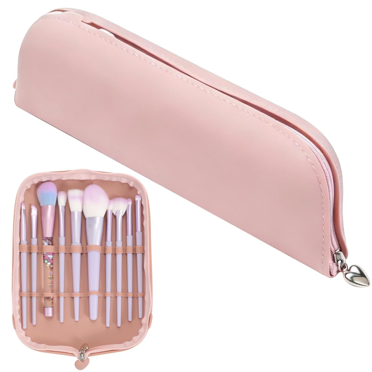 Silicone Makeup Brush Holder Travel Case Waterproof Organizer Pink