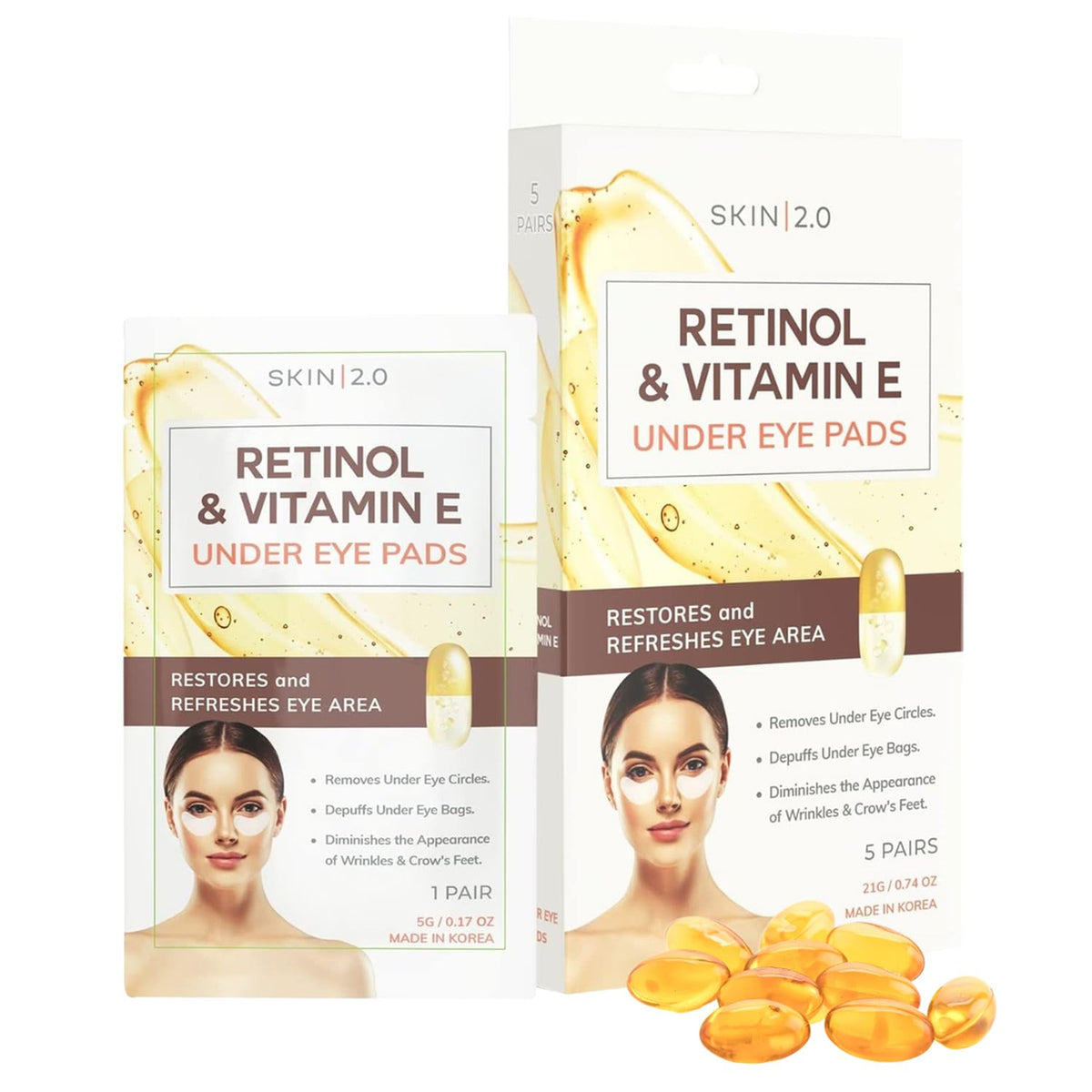 Retinol & Vitamin E Under Eye Patches for Dark Circles Wrinkles Depuffing