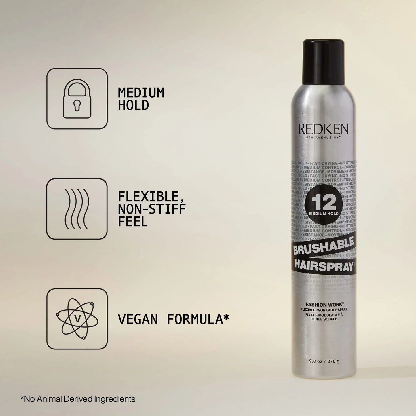 Redken Brushable Hairspray 12 Medium Hold - 2 Pack, Flexible & Shine