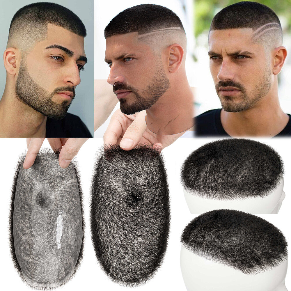 Men's Thin Skin Hair Replacement Toupee Human Hair System with Full PU Base