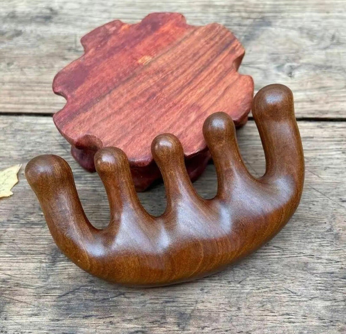 Sandalwood Head Massage Comb for Hair Therapy and Scalp Acupressure
