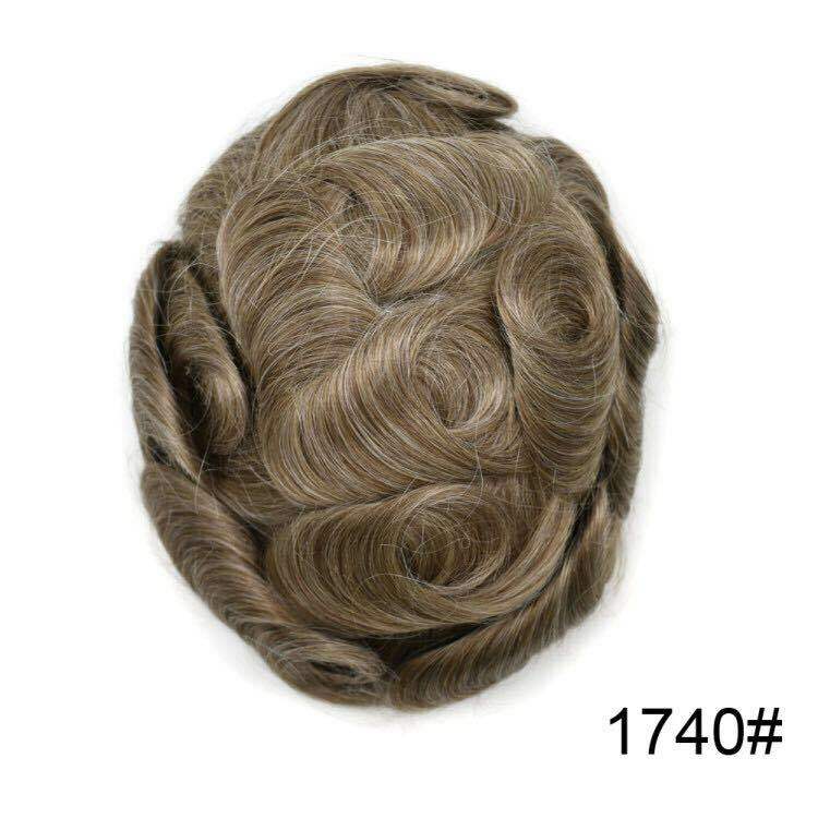 Men's Bleached Lace Front Hair Replacement Toupee - Natural Hairline, Virgin Human Hair
