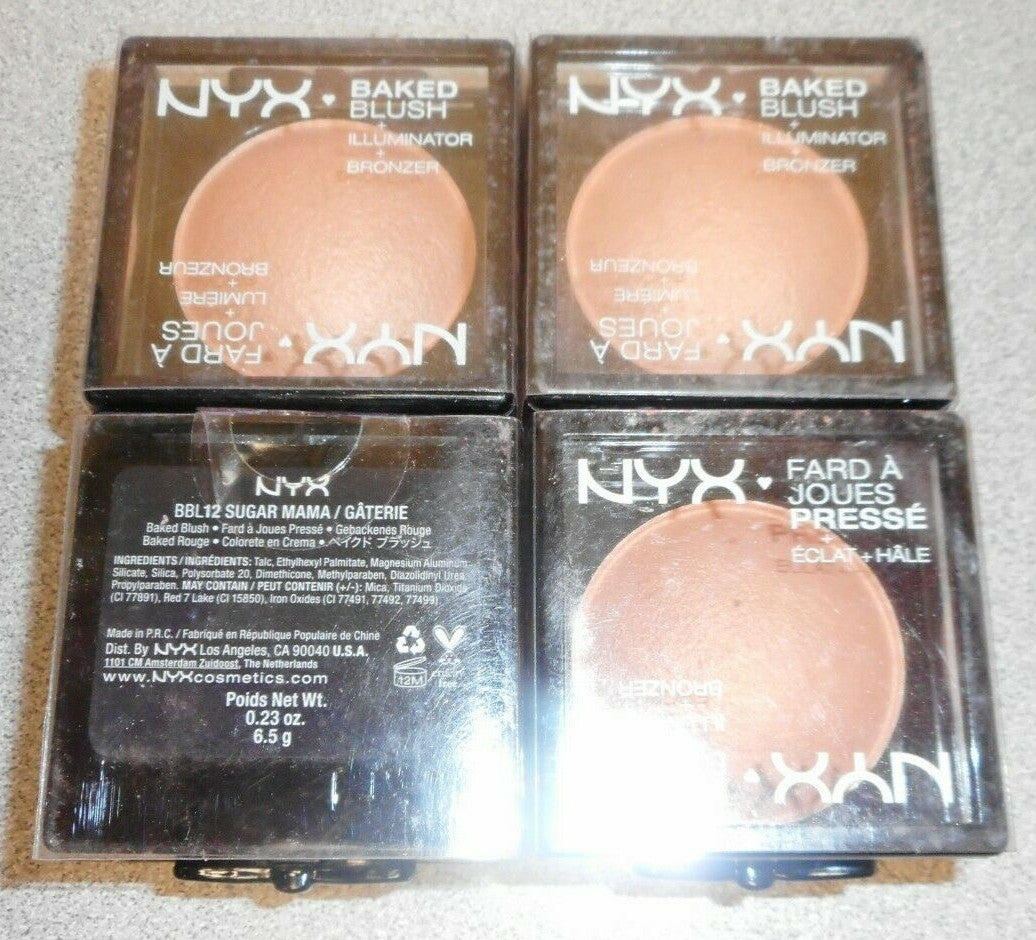 NYX Baked Blush, Illuminator & Bronzer Set - Shade BBL12 Sugar Mama, 4 Pieces