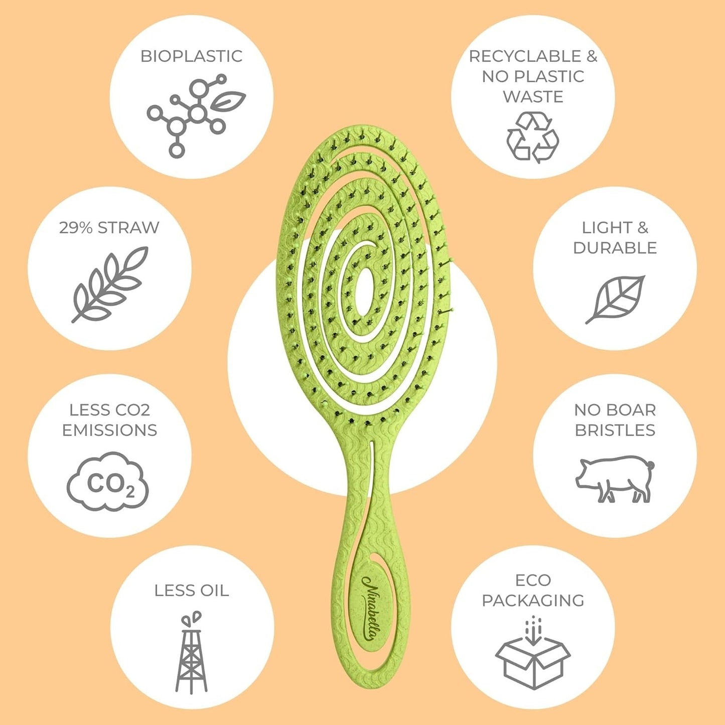 Ergonomic Spiral Detangling Hair Brush - Gentle, Eco-Friendly, Lightweight