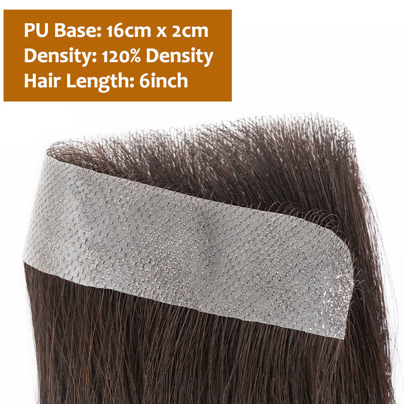 Men's Hairline Toupee Frontal Hairpiece with V-Shape PU Thin Skin Base - Remy Human Hair