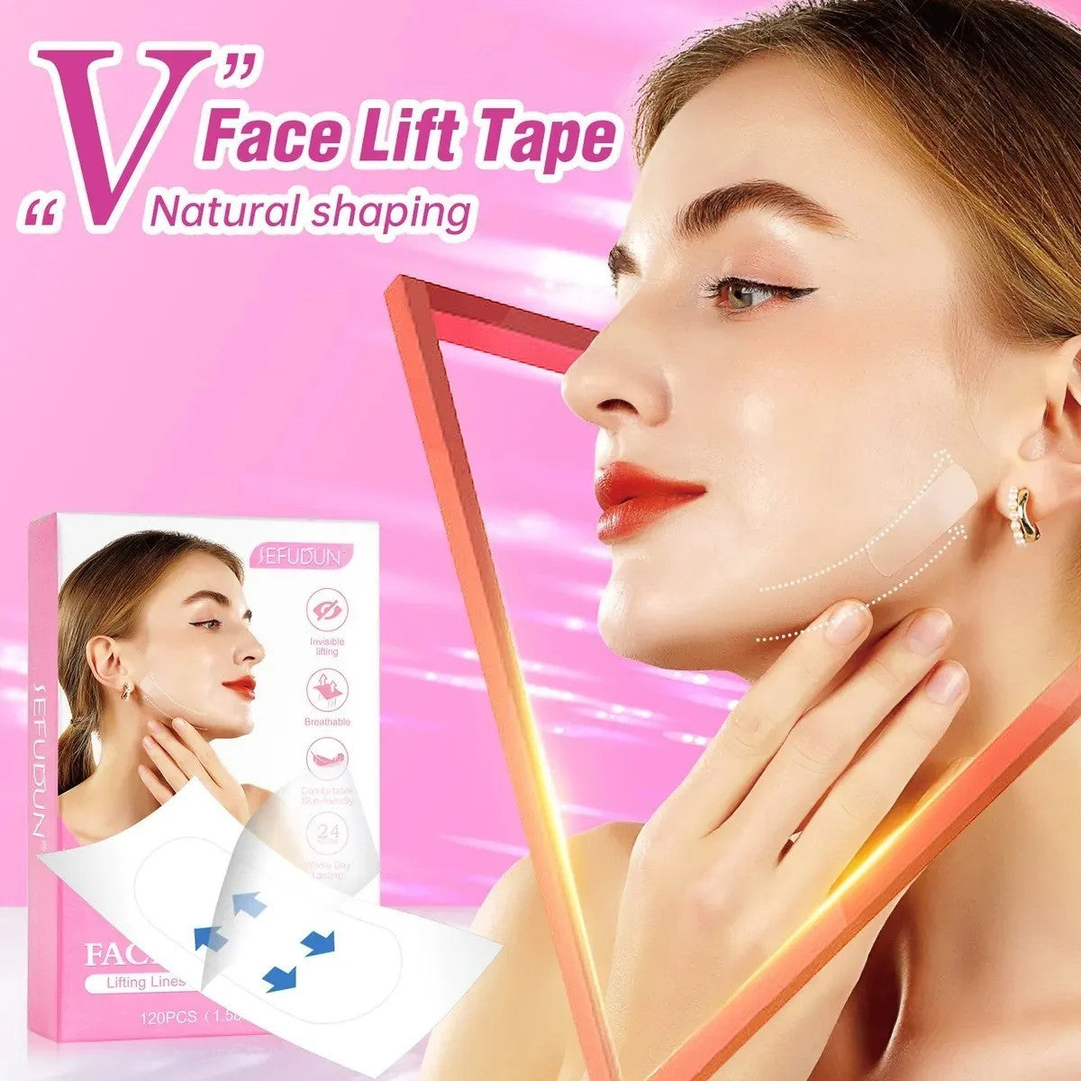 Face Lifting Strips 120 Waterproof Breathable Invisible Skin Tightening