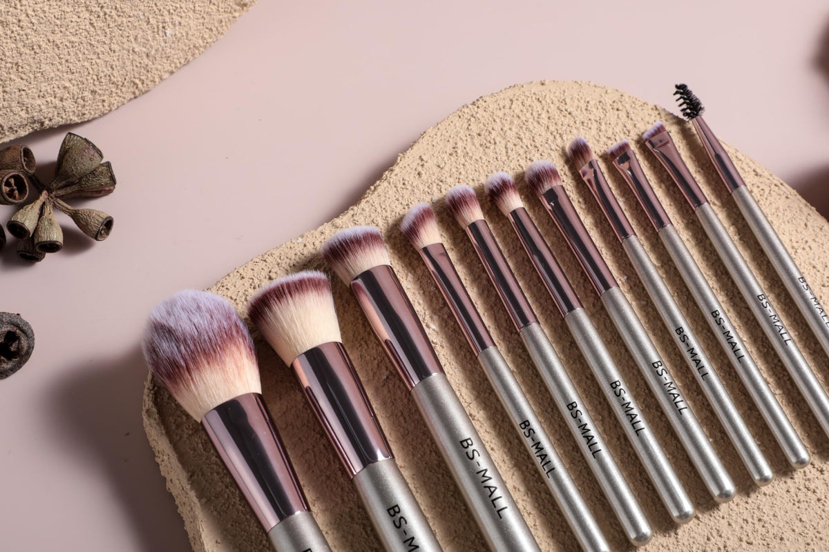 Travel Makeup Brush Set 14 Pcs with Sponge – BS-MALL Champagne