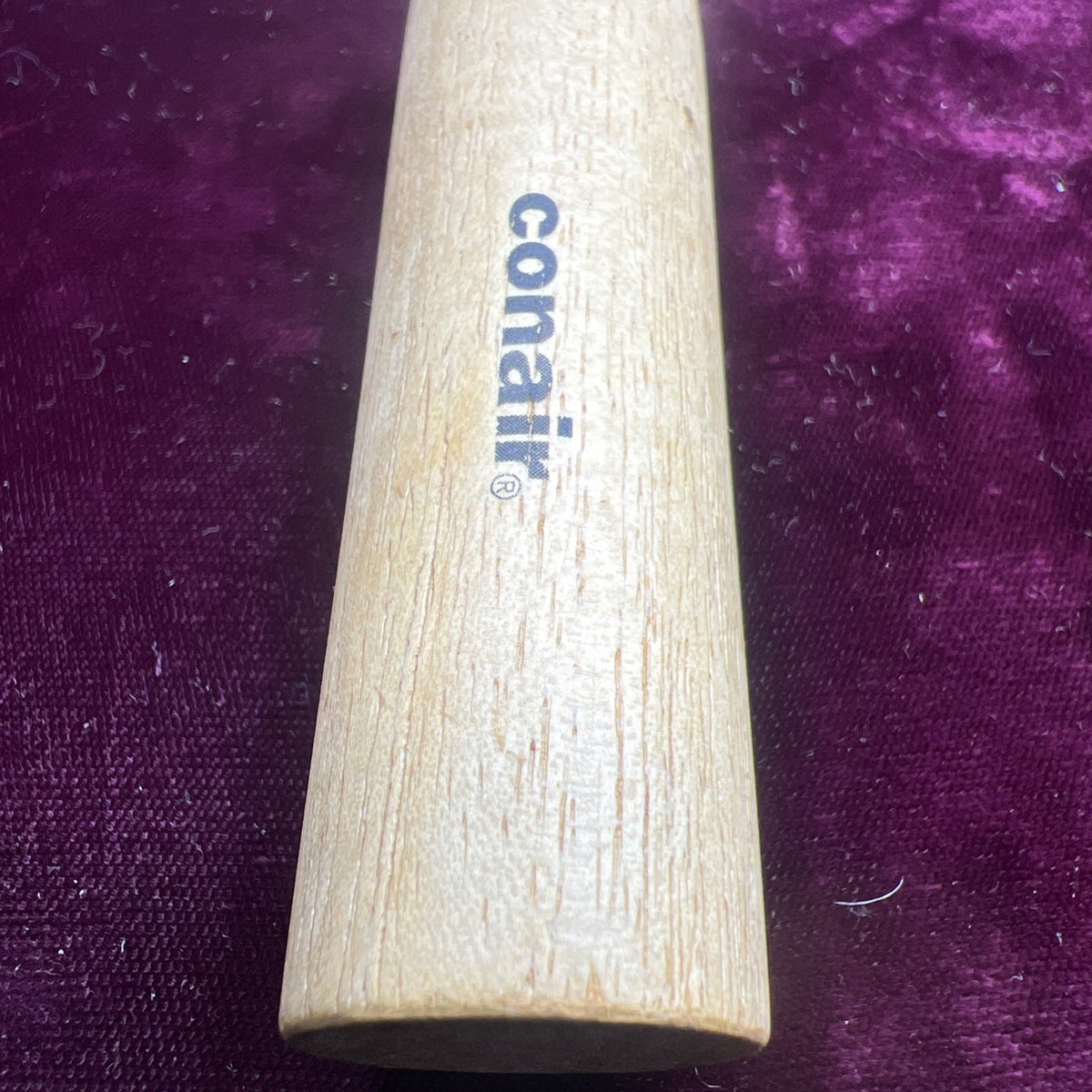 Conair Vintage Wooden Handle Thin Wire Bristle Round Hairbrush