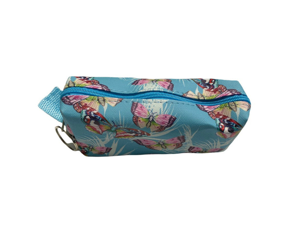 Butterfly Theme Zippered Makeup Bag with Key Ring