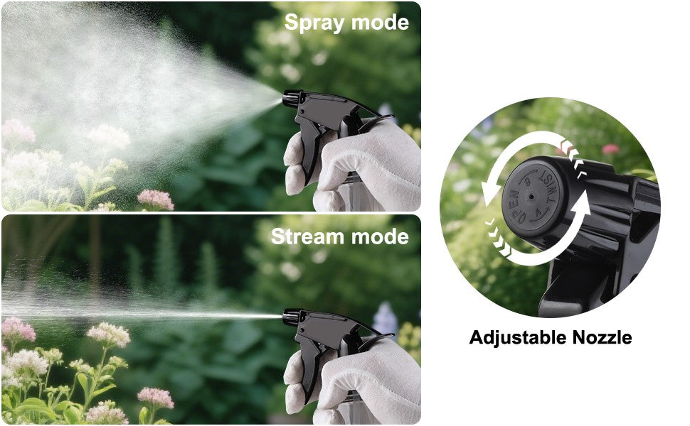 Refillable Spray Bottles 2 Pack - 9.4 oz Plastic Mist & Water Spray