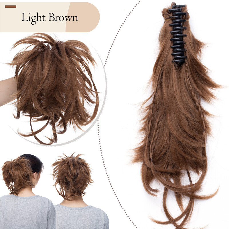 Messy Bun Scrunchie Hair Ponytail Claw Clip Updo Extensions - Thick Ombre Style