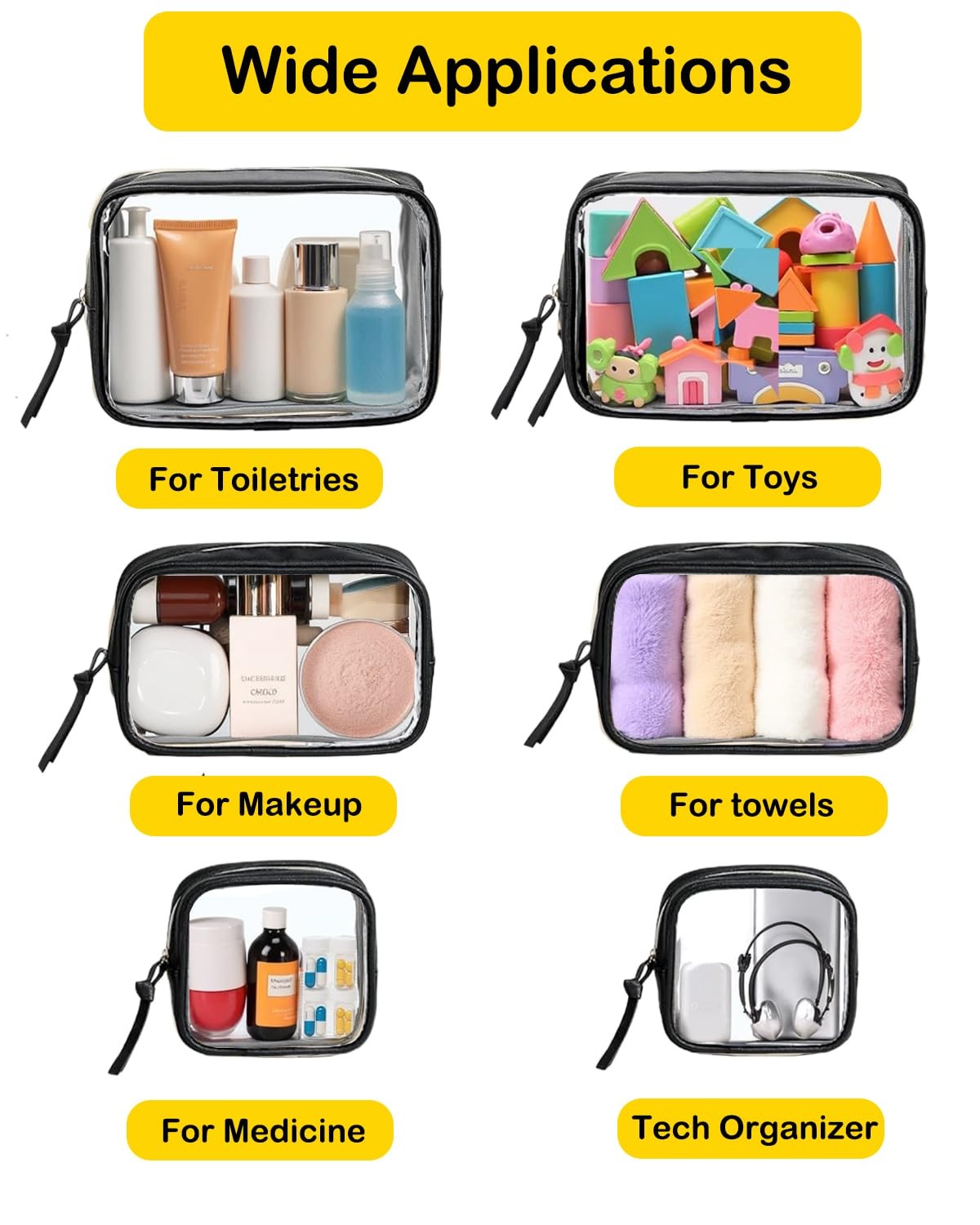 Transparent Travel Makeup Bag Set for Women - Waterproof & TSA Approved