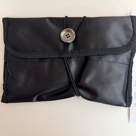 Black Roll-Up Makeup Organizer Bag for Cosmetics and Jewelry