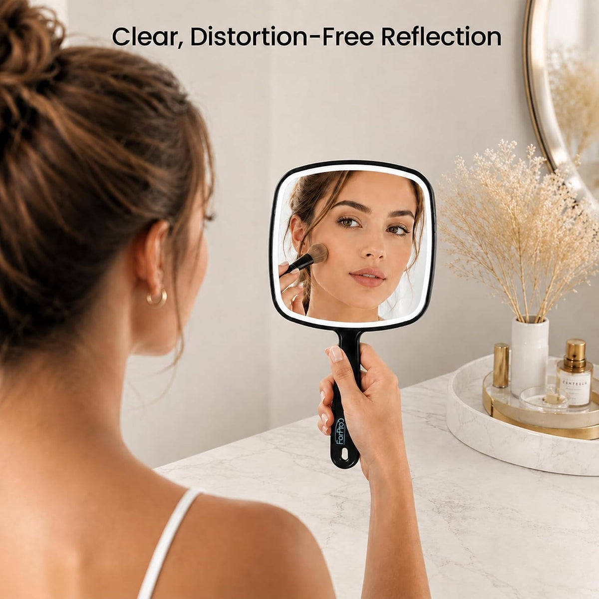 Large Handheld Mirror with Handle 9x12 Inches - Travel & Makeup Mirror