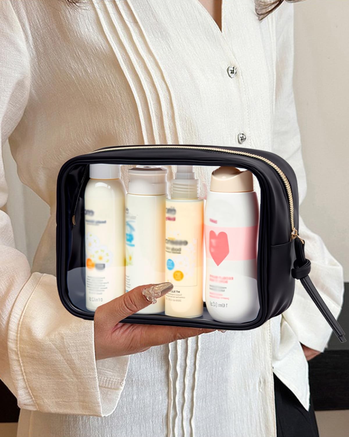 Transparent Travel Makeup Bag Set for Women - Waterproof & TSA Approved