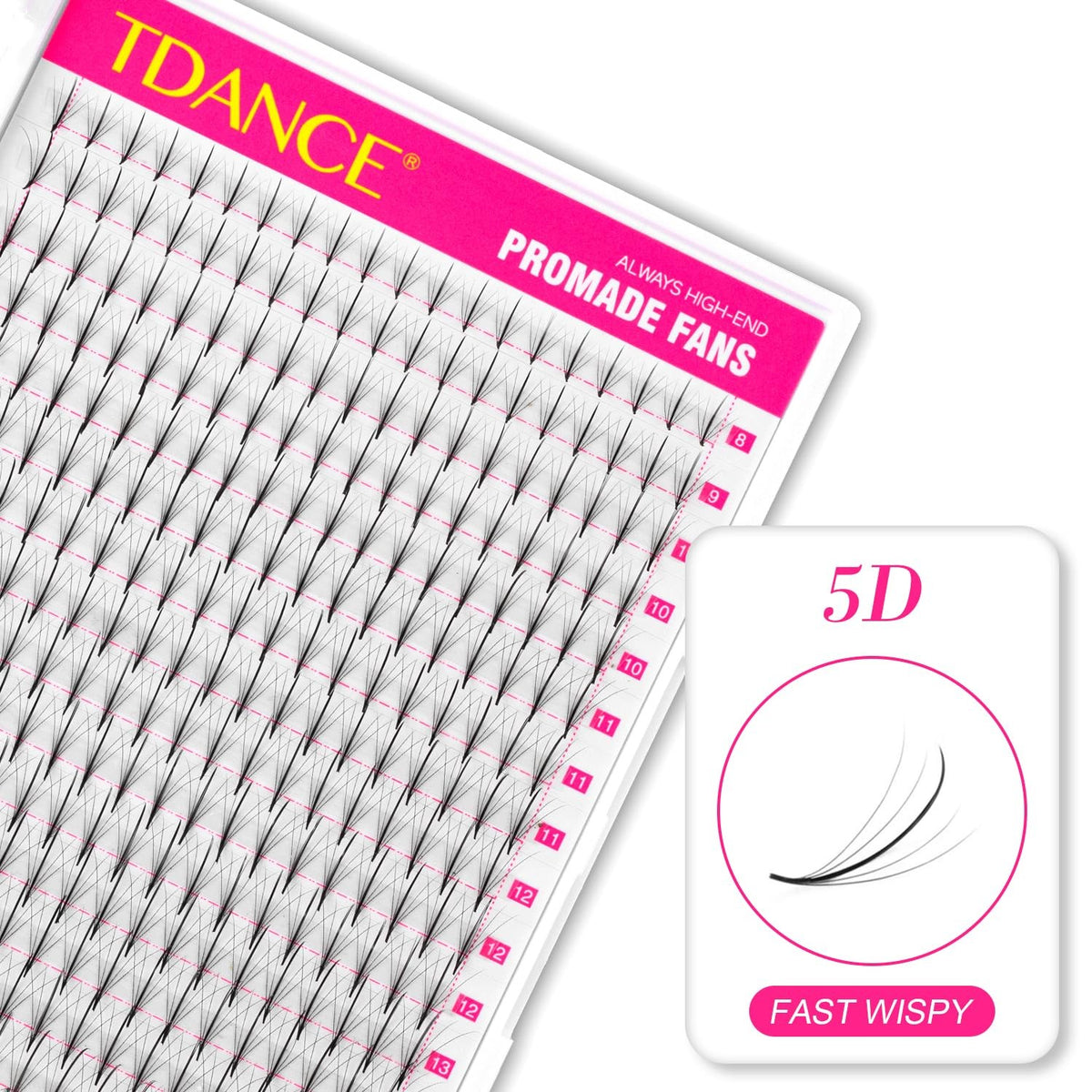 Premade Wispy Lash Extensions 5D 7D Volume Fans Middle Stem Heat Bonded