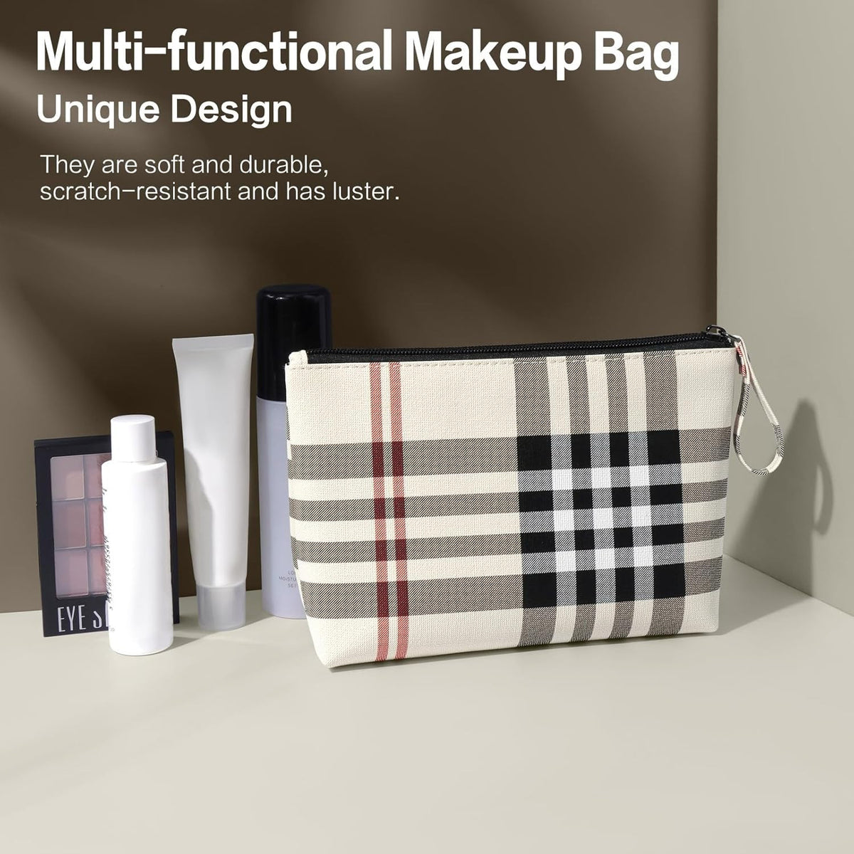 Small Makeup Bag for Travel and Purse - PU Leather Cosmetic Organizer