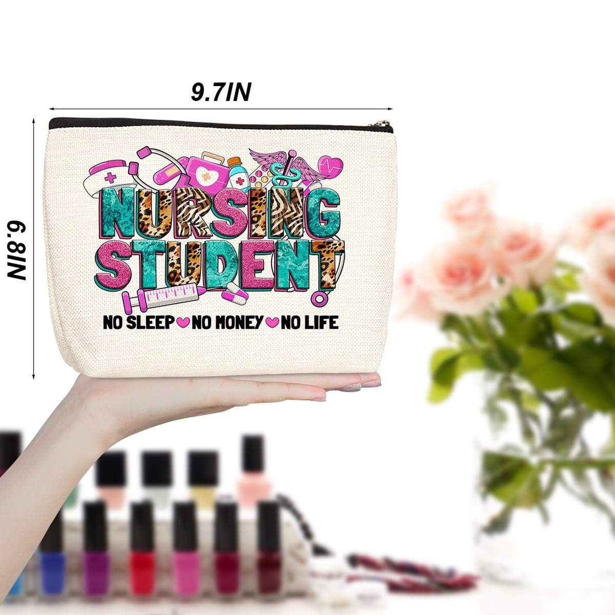 Nurse Makeup Bag - Inspirational Cosmetic Organizer for Women & Students