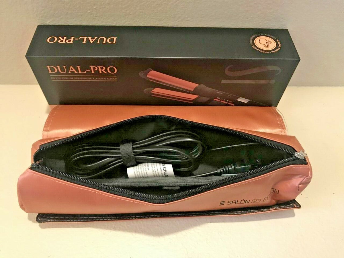 Salerm Dual Pro Ceramic Hair Straightener and Curling Iron - Salon-Style Styling Tool