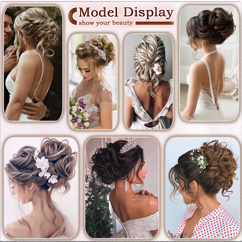 Natural Clip-On Messy Bun Hair Extension with Claw Clip - Blonde