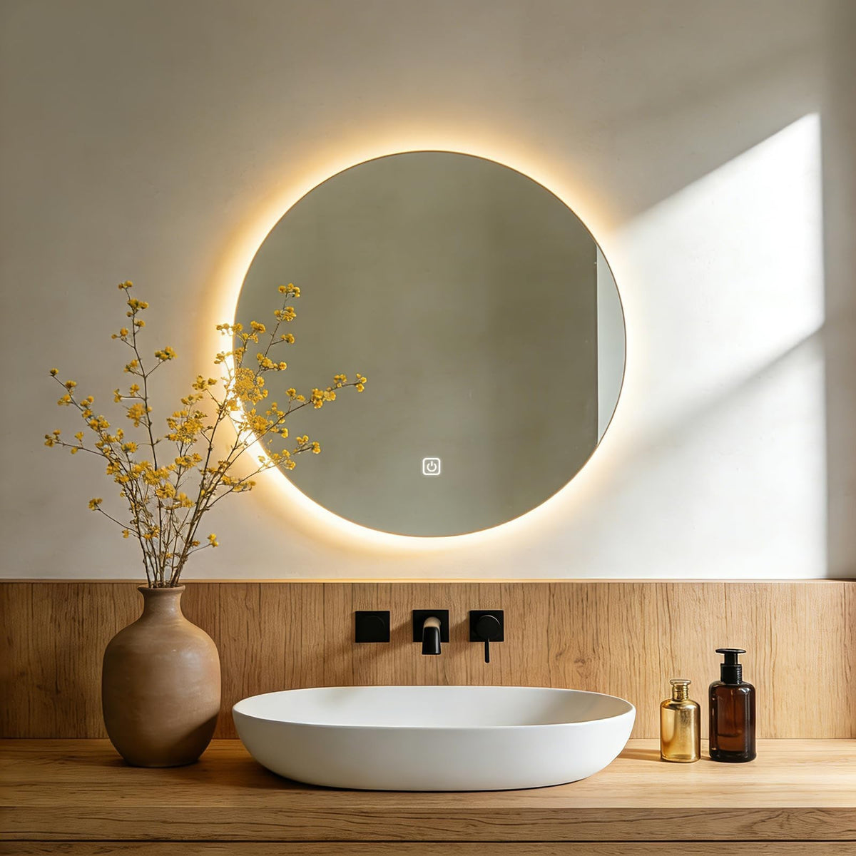 20 Inch LED Bathroom Mirror with Lights, Dimmable & Color Changing Backlit Vanity