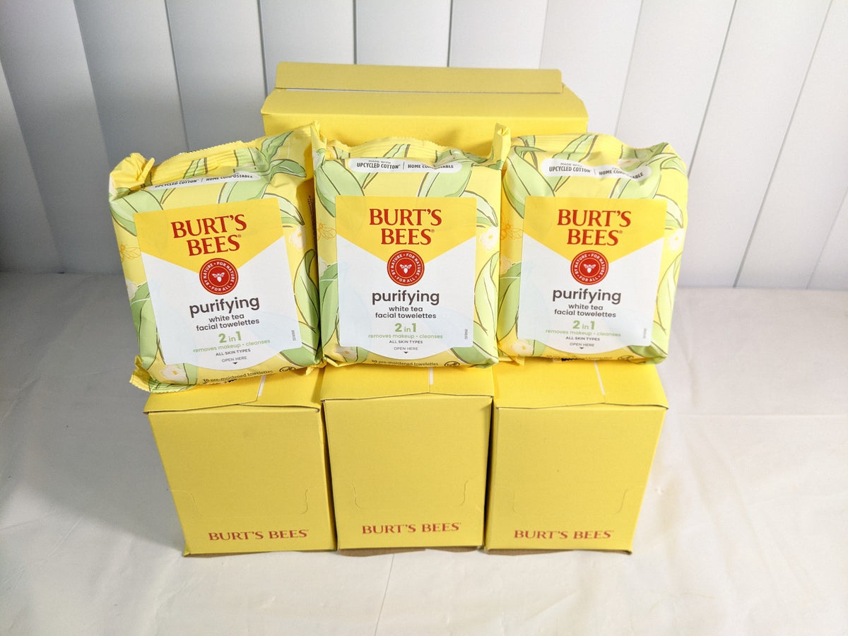 Burt's Bees Facial Cleansing Towelettes White Tea Wholesale Case of 4 Boxes