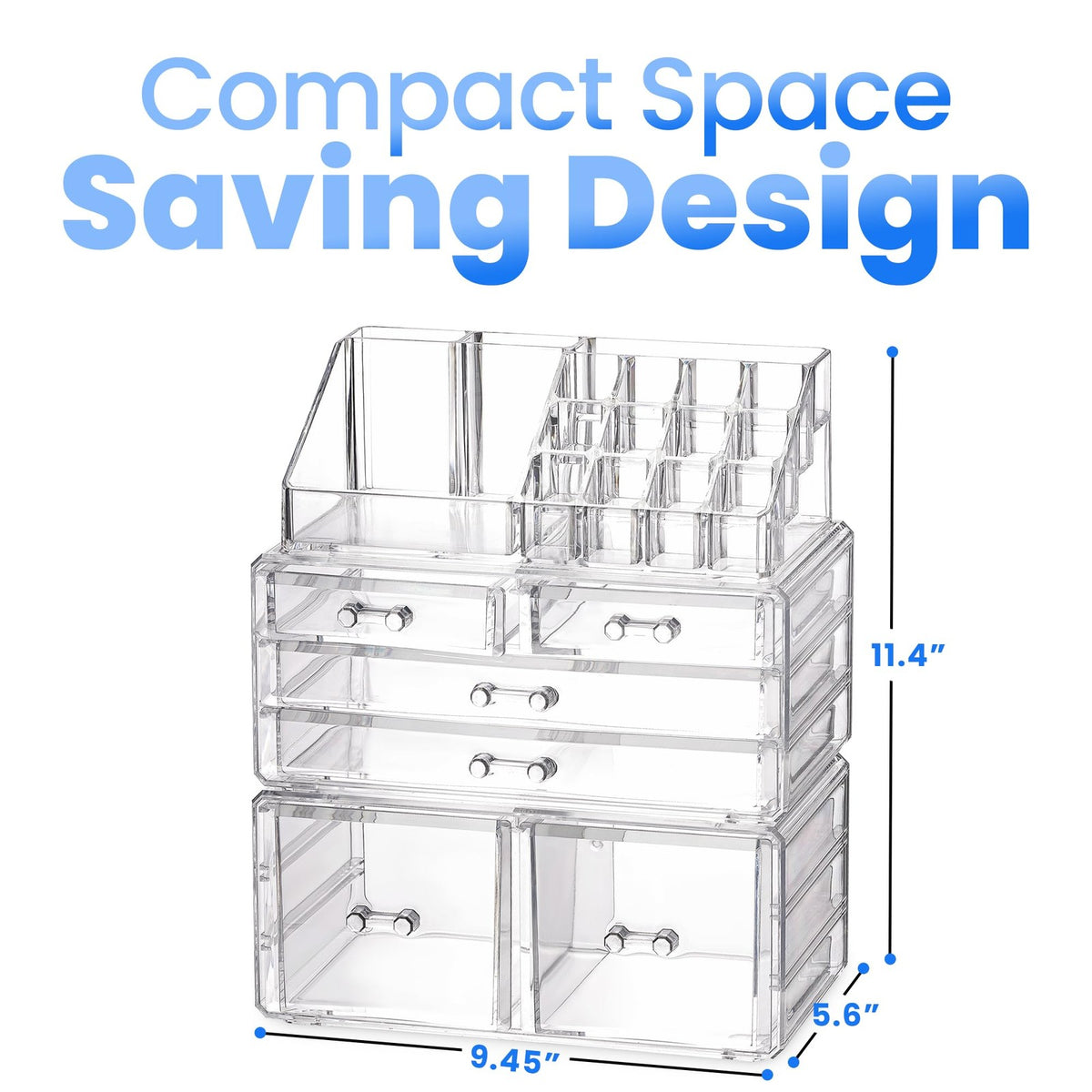 Clear Cosmetic Storage Organizer with Multiple Compartments & Modular Design