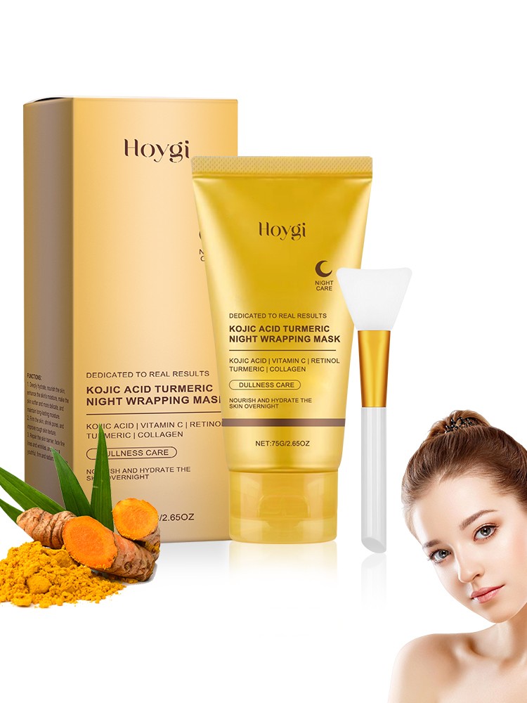 Turmeric Peel-Off Mask Set - 3pc Overnight Facial with Brush