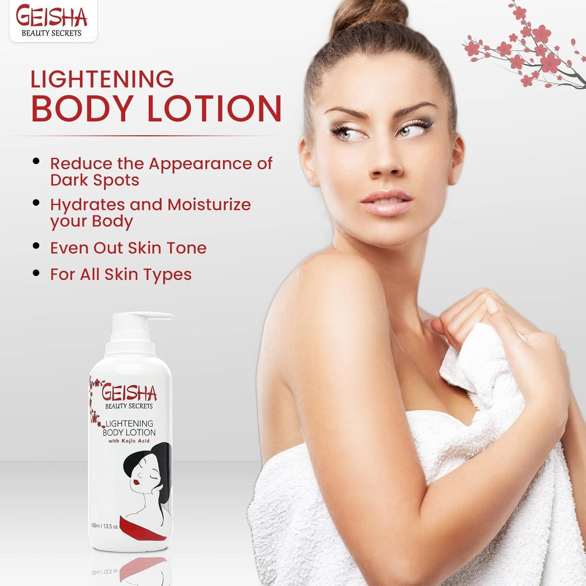 Kojic Acid Skin Brightening Body Lotion 13.5 oz - Even Tone & Scar Removal