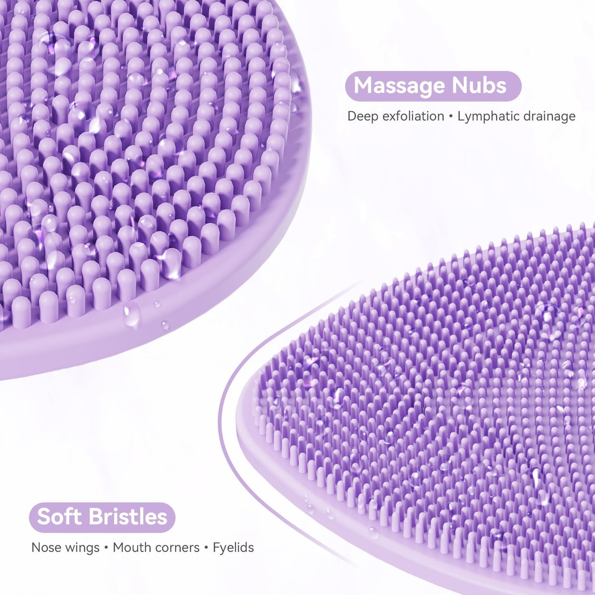 Silicone Facial Cleansing Brush 2 Pack - Gentle Exfoliating & Deep Pore Cleanser
