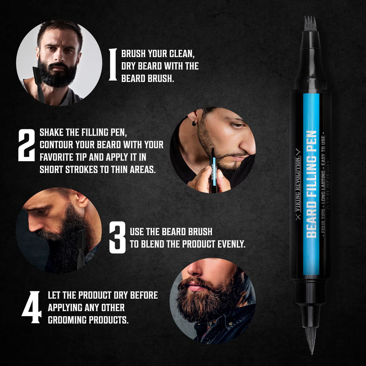Waterproof Beard Pencil Filler Pen 2-Pack for Patchy Facial Hair - Long-Lasting & Precise