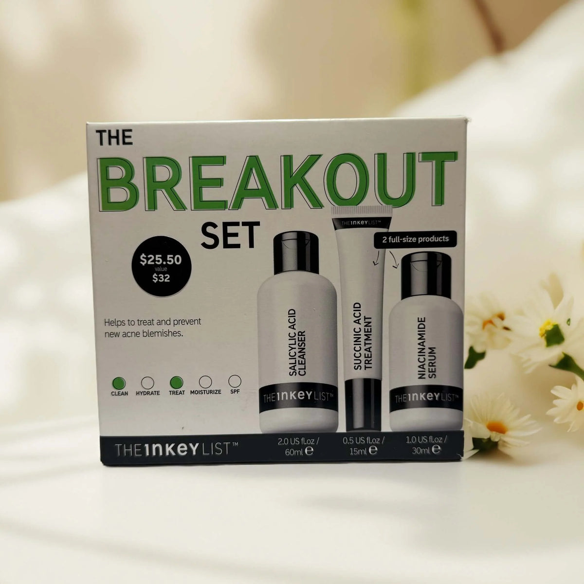 Acne Treatment Set with Salicylic Acid, Niacinamide & Spot Treatment - 3 Full-Size Products