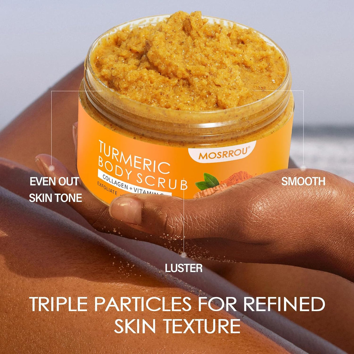 Turmeric Body Scrub Vitamin C Exfoliating Collagen Coconut Oil Dead