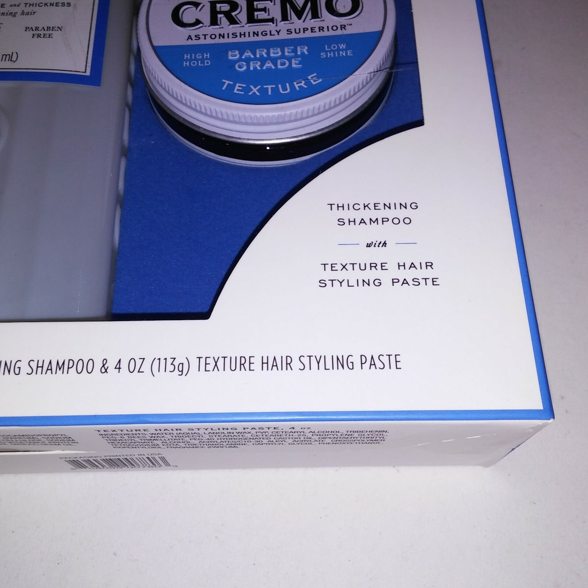 Cremo Hair Styling Kit Men's Gift Set Thickening Shampoo & Paste